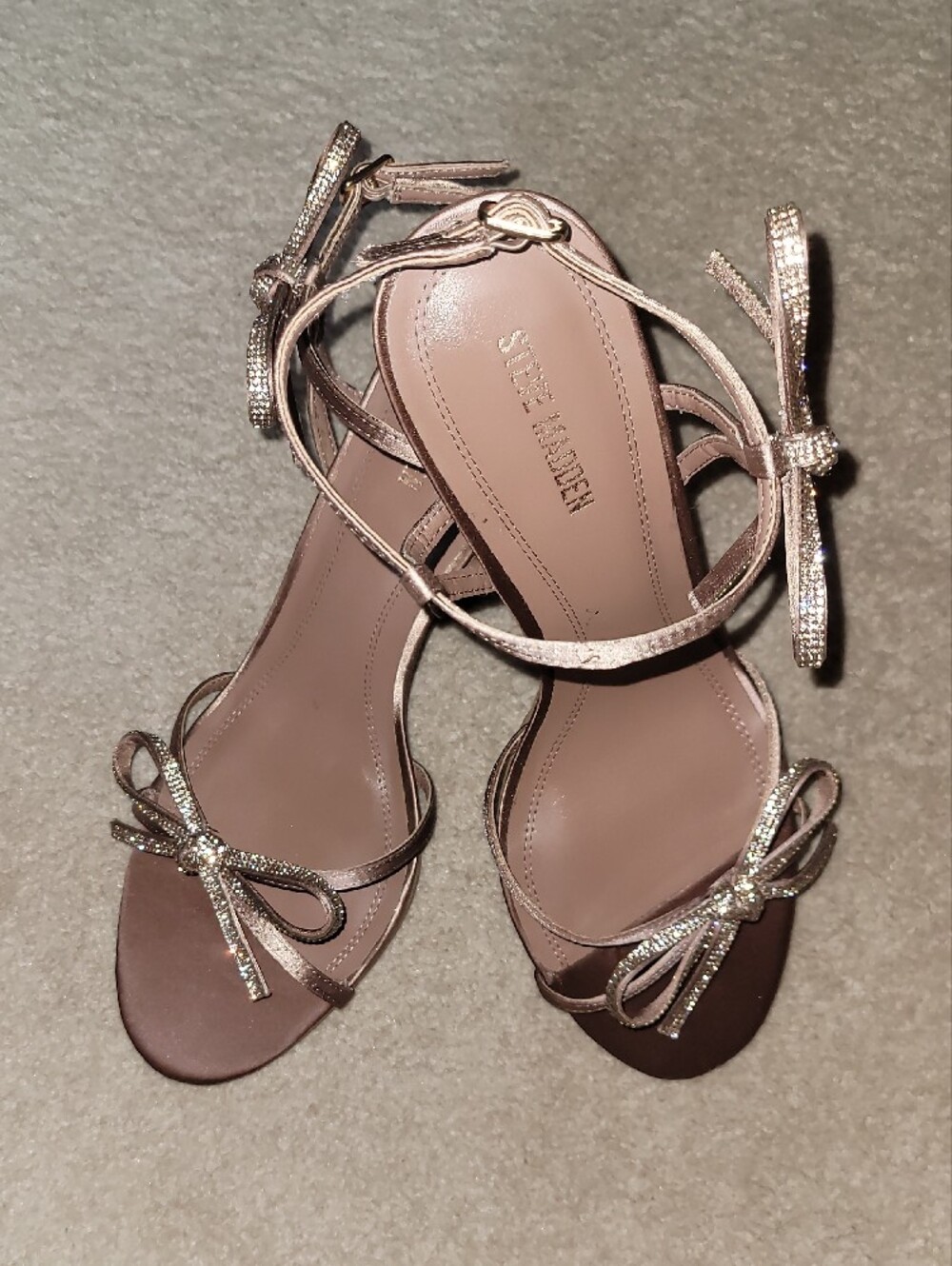 Steve Madden Rose Gold Bow-Strap Heels - Picture 3 of 9